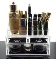 玻璃化妆品收纳盒 化妆架 亚克力塑料透明盒子透明抽屉式展示架