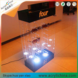 亚克力展示柜 透明眼镜展示盒有机玻璃箱子LED发光眼镜展柜定做